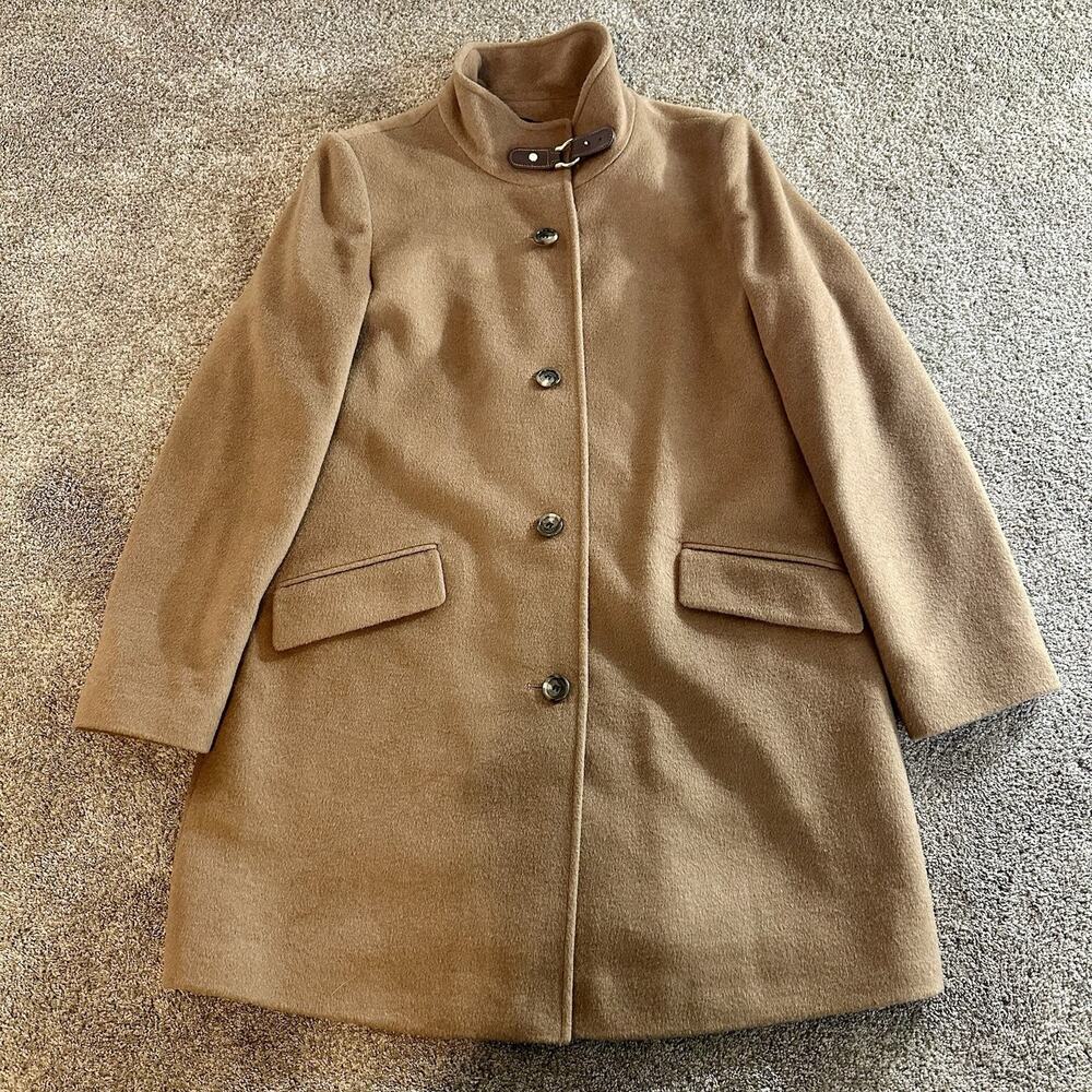 Lauren Ralph Lauren wool-blend coat jacket size 14 buckle latch stand collar